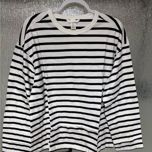 H&M Black & White Striped Long Sleeve Tee